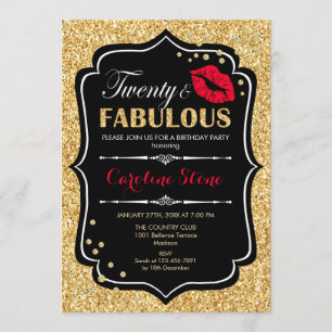 20e verjaardag - Twenty Fabulous Gold Zwart Rood Kaart