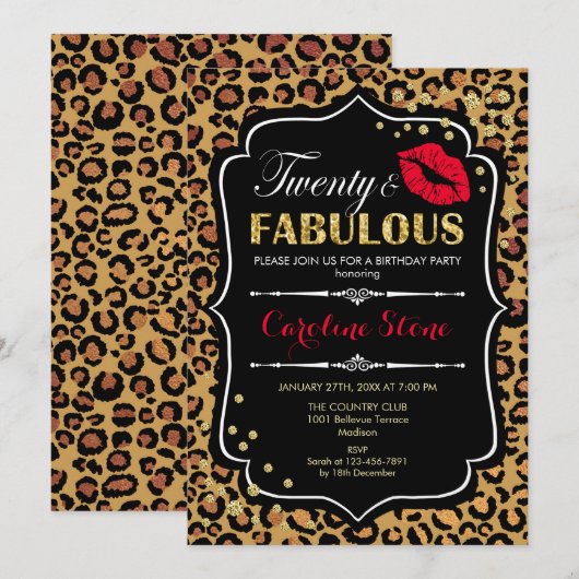 20e verjaardag - Twenty Fabulous Leopard Print Kaart (Voorkant / Achterkant)