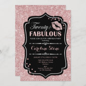 20e Verjaardag - Twenty Fabulous Roos Goud Zwart Kaart (Voorkant / Achterkant)