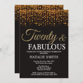 20e verjaardag Twintig en Fabulous Gold Glitter Kaart (Voorkant / Achterkant)