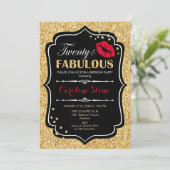 20e verjaardag - Twintig Fabulous Goud Zwart Rood Kaart (Staand voorkant)