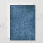 20e verjaardag Uitnodiging Blauwe linen Rustic Che (Achterkant)