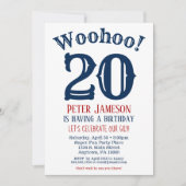 20e verjaardag Uitnodiging Mannen marineblauw (Voorkant)