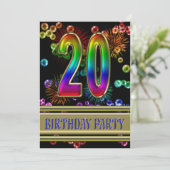 20e verjaardag Uitnodiging met bellen (Staand voorkant)