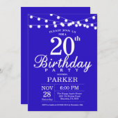 20e verjaardag Uitnodiging Royal Blue (Voorkant / Achterkant)