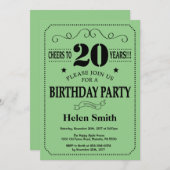 20e verjaardag Uitnodiging zwart en groen (Voorkant / Achterkant)