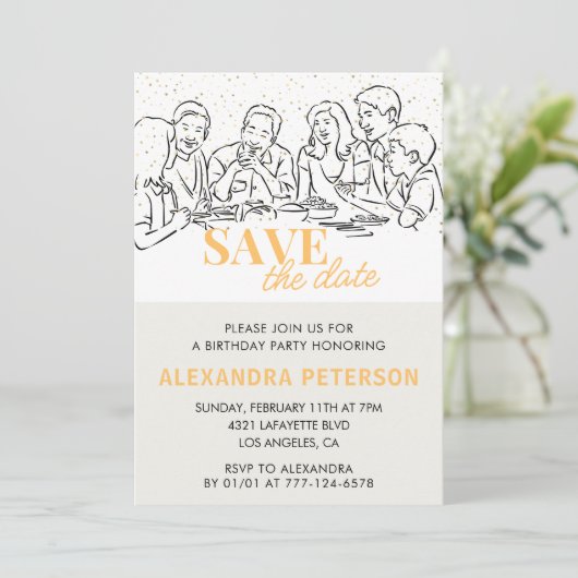 20e verjaardag uitnodigingen Save the date Diner (Staand voorkant)