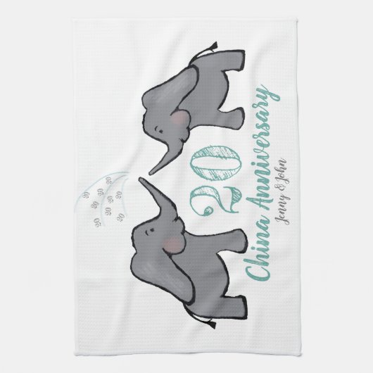 20e verjaardag van de bruiloft in china schattige  theedoek (Verticaal)