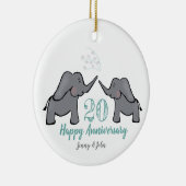 20e verjaardag van de groene en witte olifantenbru keramisch ornament (Rechts)