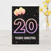 20e verjaardag van de luchtballonnen en Confetti Kaart (Gele Bloem)