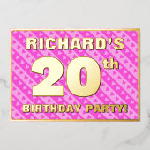 20e verjaardag van de opstand - vuurroze harten en folie uitnodiging (Voorkant)