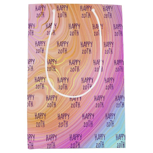 20e verjaardag van de pasteelregenboog medium cadeauzakje (Voorkant)