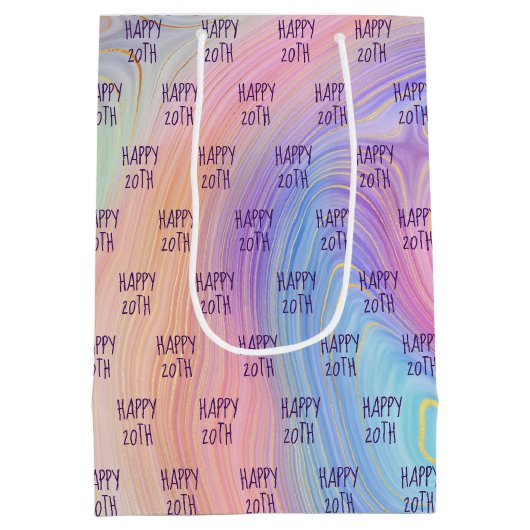 20e verjaardag van de pasteelregenboog medium cadeauzakje (Achterkant)