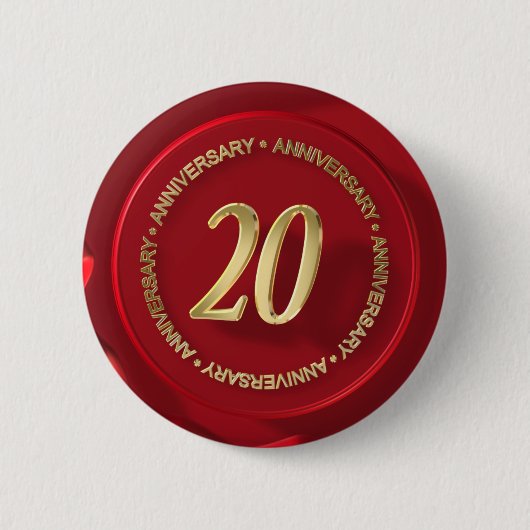 20e verjaardag van de rode wax-zegel ronde button 5,7 cm (Voorkant)