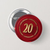 20e verjaardag van de rode wax-zegel ronde button 5,7 cm (Voorkant /achterkant)