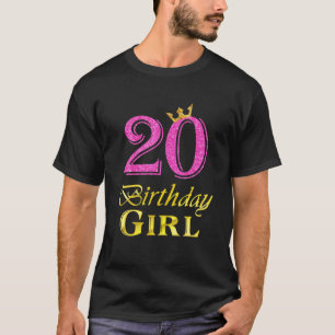 20e verjaardag van het meisje van 20 jaar oud 20e t-shirt