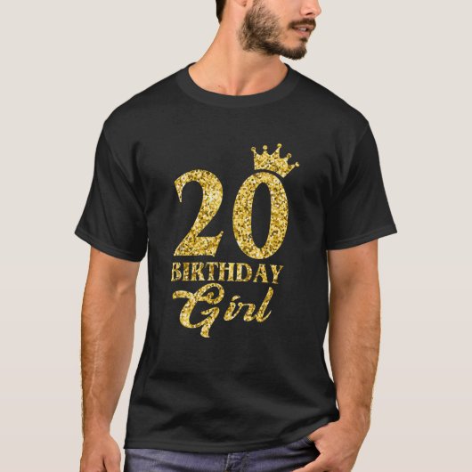 20e verjaardag van het meisje van Birthday prinses T-shirt (Voorkant)