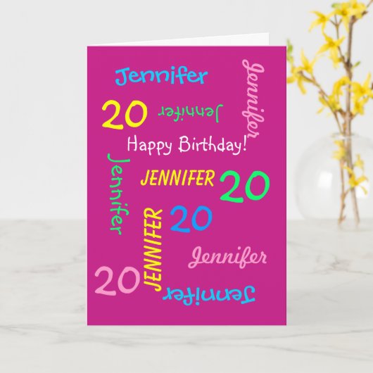 20e verjaardag van het Wenskaart Roze Kaart (Gele Bloem)