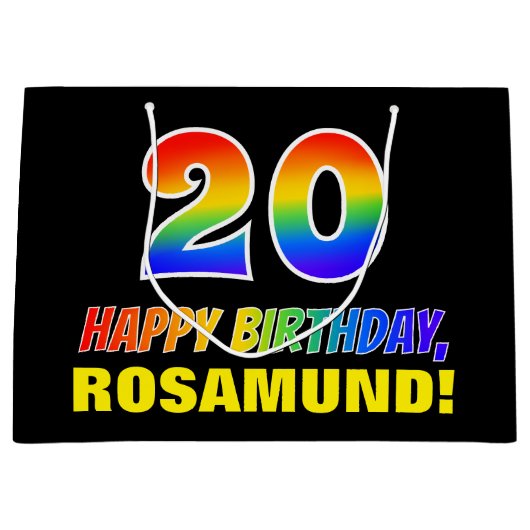 20e verjaardag: Vet, Vun, Eenvoudig, Regenboog 20 Groot Cadeauzakje (Voorkant)