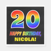 20e verjaardag: Vet, Vun, Eenvoudig, Regenboog 20 Servet (Voorkant)
