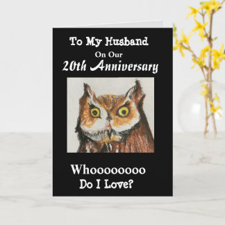 20e verjaardag voor mijn man Funny Owl Love Kaart