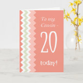 20e verjaardag voor neef, koraal, munt Chevrons Kaart (Gele Bloem)