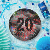 20e verjaardag vuurwerk in Bord van wolkenpapier (Feest)