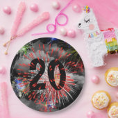 20e verjaardag vuurwerk in Bord van wolkenpapier (Feest)