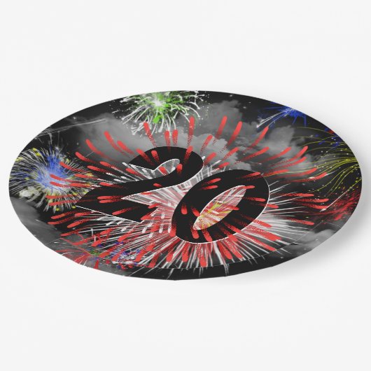 20e verjaardag vuurwerk in Bord van wolkenpapier (Gekanteld)