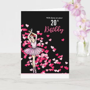 20e Verjaardag Wensen Ballerina Roze Jurk Kaart