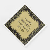 20e verjaardag zwart/goudgrijs nummerpatroon servet (Hoek)