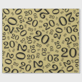 20e verjaardag zwart/goudgrijs patroon 20 cadeaupapier (Vlak)