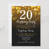 20e verjaardag - Zwart Wit Goud Kaart (Voorkant)