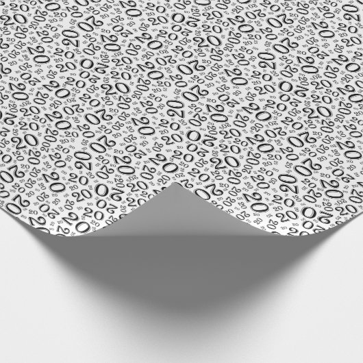 20e verjaardag zwart/wit Random Number Patroon 20 Cadeaupapier (Hoek)