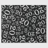 20e verjaardag zwart/wit Random Number Patroon 20 Cadeaupapier (Vlak)