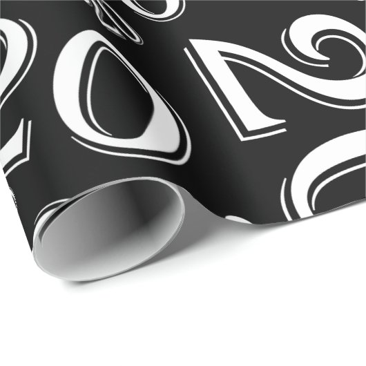 20e verjaardag zwart/wit Random Number Patroon 20 Cadeaupapier (Rol Hoek)