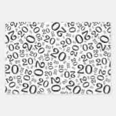 20e verjaardag zwart/wit Random Number Pattern Inpakpapier Vel (Voorkant)