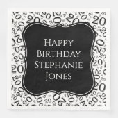 20e verjaardag zwart/wit Random Number Pattern Servet (Voorkant)