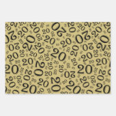 20e verjaardag zwart-witpatroon en Gold-nummerpatr Inpakpapier Vel (Voorkant 2)