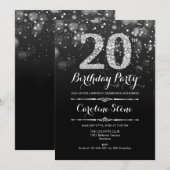 20e verjaardag - Zwart Zilver Kaart (Voorkant / Achterkant)