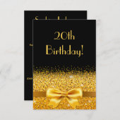 20e verjaardag zwarte gouden boog kaart (Voorkant / Achterkant)