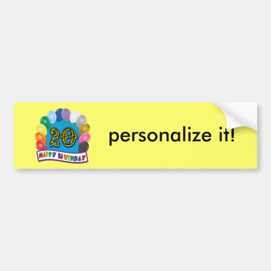 20e verjaardagscadeaus met gevarieerd ballondesign bumpersticker (Voorkant)