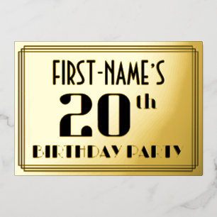 20e verjaardagsfeest: Art Deco-uitstraling “20” en Folie Uitnodiging