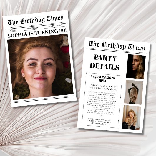 20e Verjaardagsfeest Krant Hoesje Foto Kaart