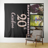 20e verjaardagsfeest, Roos Gold Glitter & 3 foto's Wandkleed (In Situ (horizontaal))