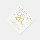 20e verjaardagsfeest Witte en Gouden Diamanten Ser Servet (Hoek)