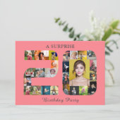 20e verjaardagsfeestje fotocollage blush roze grij kaart (Staand voorkant)