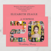 20e verjaardagsfeestje fotocollage blush roze grij kaart (Voorkant / Achterkant)