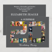 20e verjaardagsfeestje fotocollage modern grijs kaart (Voorkant / Achterkant)