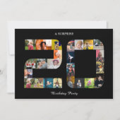 20e verjaardagsfeestje fotocollage zwart wit kaart (Voorkant)